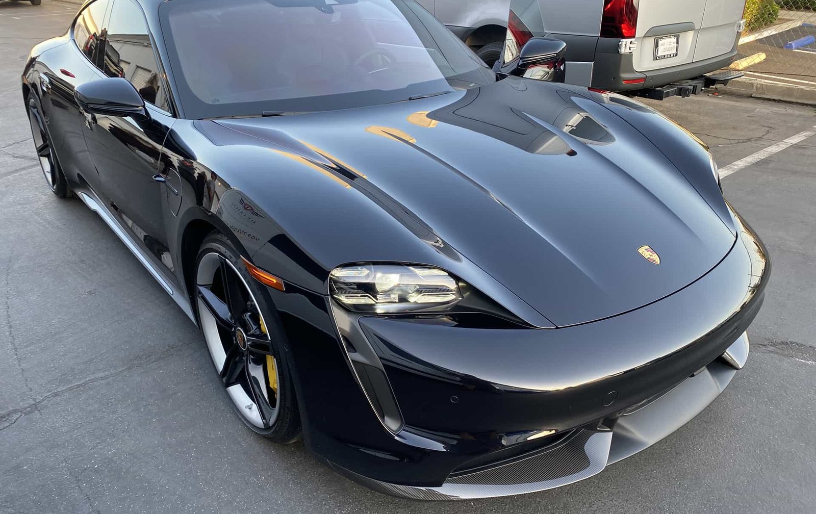Porsche Taycan with paint protection film installed at Detail 2 U in Rancho Cucamonga